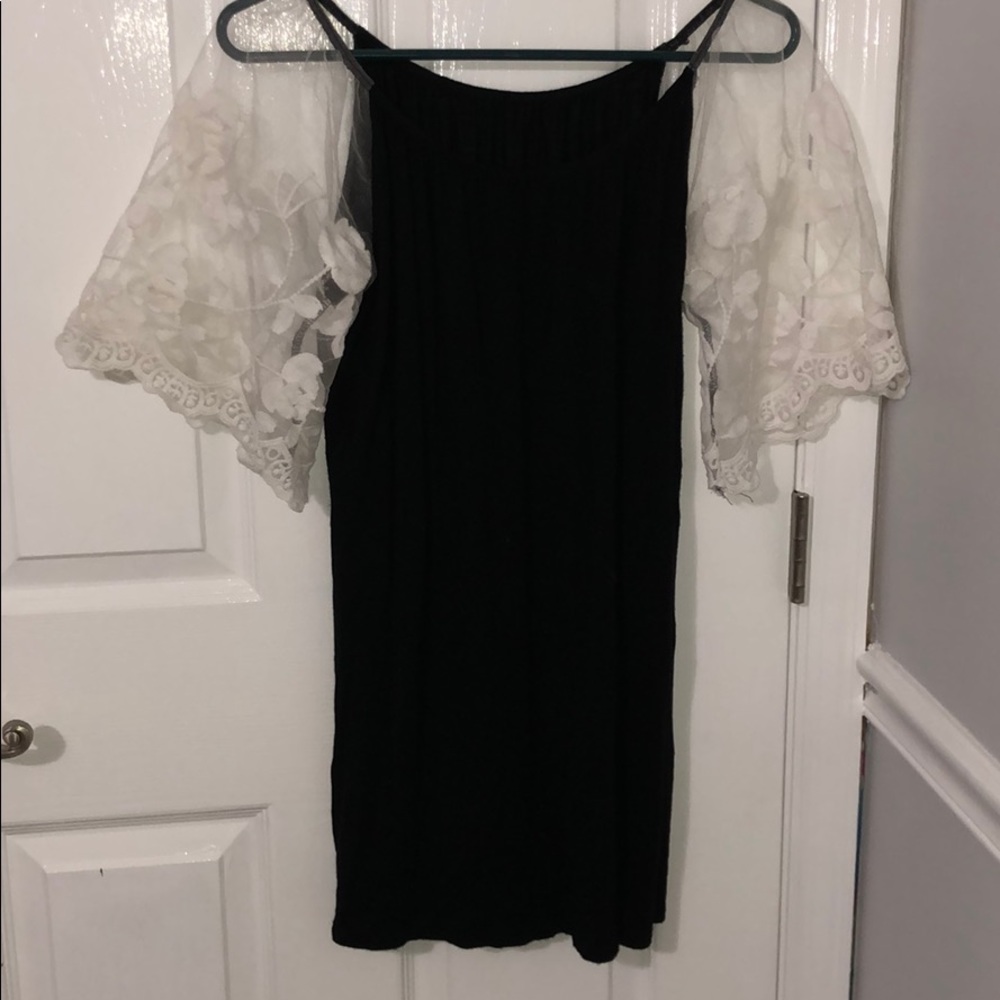 Black dress with lace sleeves